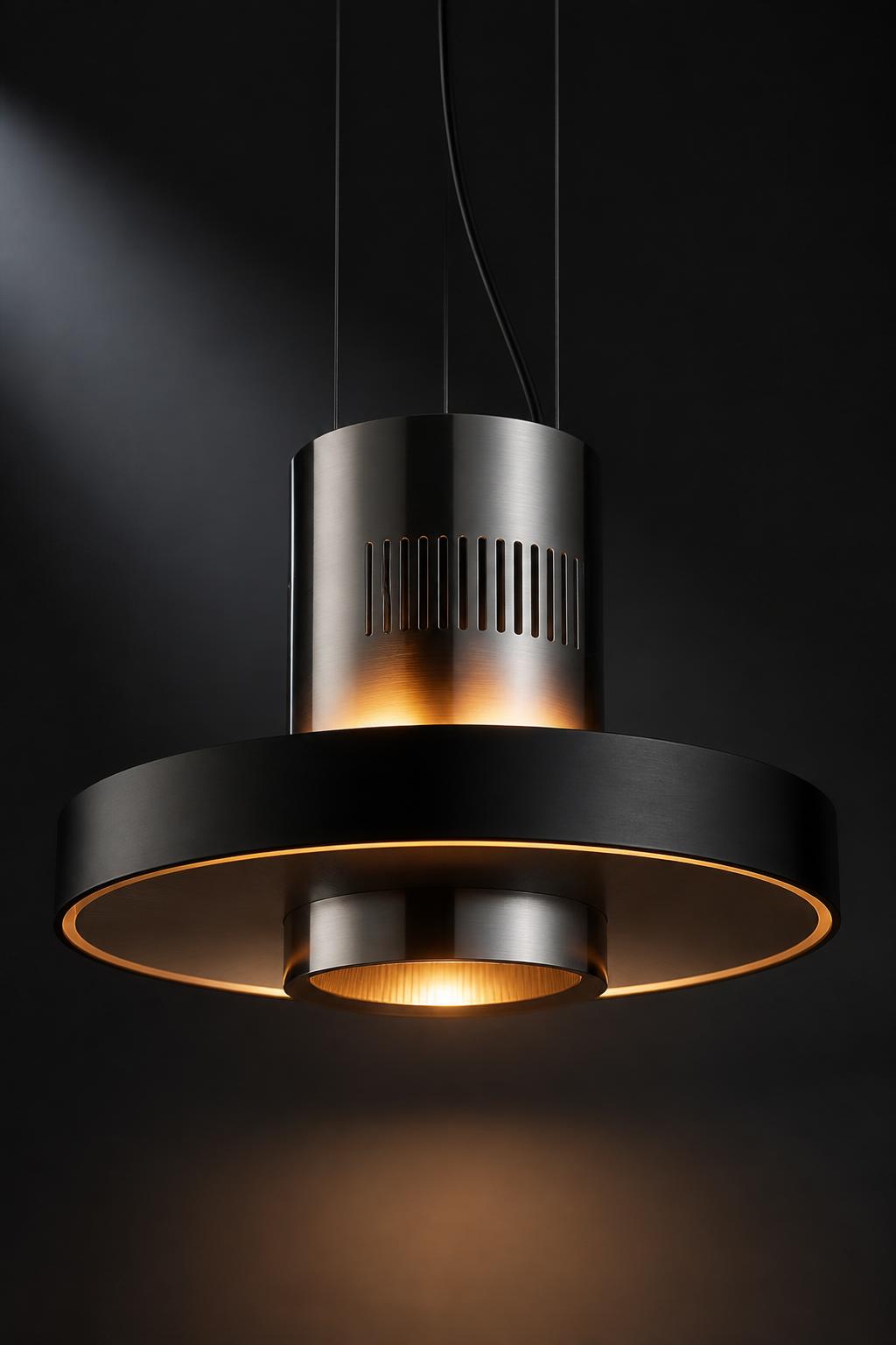 LUZON pendant luminaire — brushed aluminum and matte black